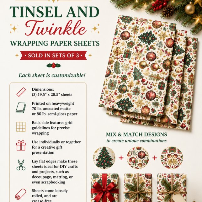 Tinsel and Twinkle Wrapping Paper Sheet (Creator Uploaded)