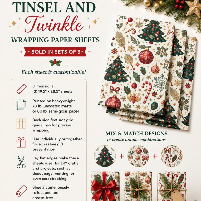 Tinsel and Twinkle Wrapping Paper Sheet (Creator Uploaded)