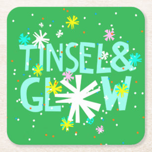 Tinsel & Glow Square Paper Coaster