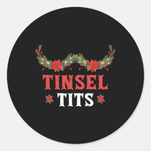 Tinsel Jingle Ball Matching Family Group Xmas Classic Round Sticker