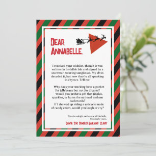 Tinsel Paradox DADA Letter from Santa Invitation