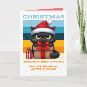 Tinsel Tide Funny Cat Retro Christmas Photo Holiday Card