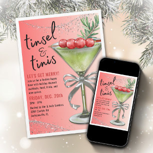 Tinsel & Tinis Holiday Party Invitation
