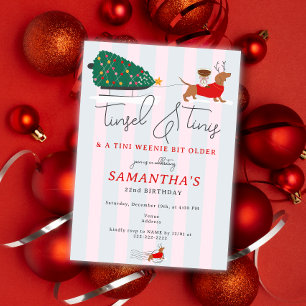 Tinsel & Tinis Tini Weenie Bit Christmas Birthday Invitation