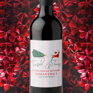 Tinsel & Tinis Tini Weenie Bit Older Xmas Doxie Wine Label