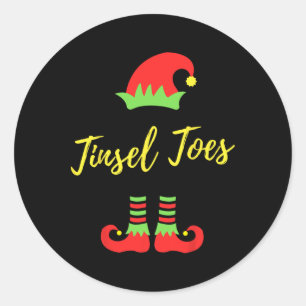 Tinsel Toes Elf Christmas Santa Elves Ugly Xmas Sw Classic Round Sticker