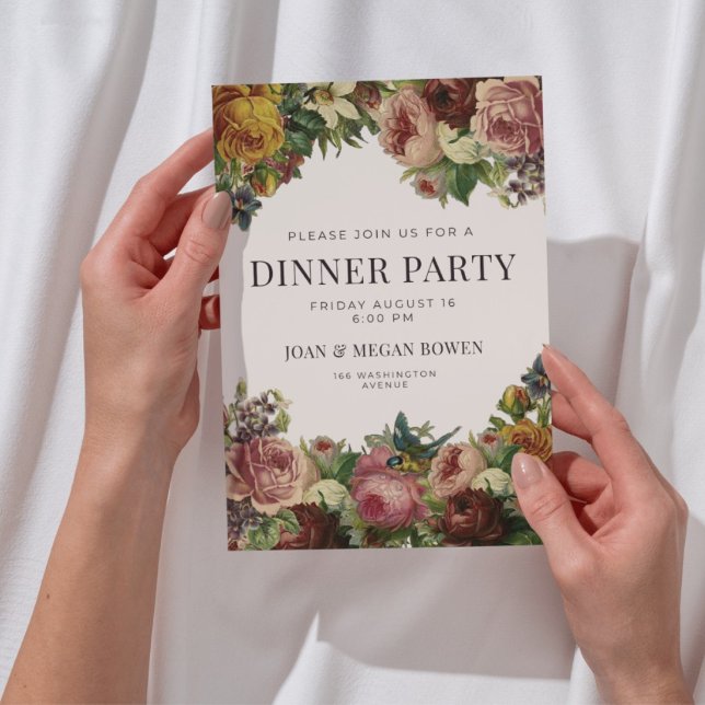 Tint Elegant Rustic Floral Dinner Party invitation (Creator Uploaded)