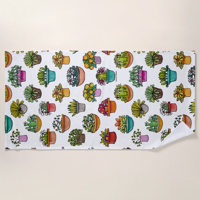 Tint Plants In Pots Beach Towel (Front)