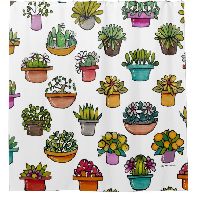 Tint Plants In Pots Shower Curtain (Front)