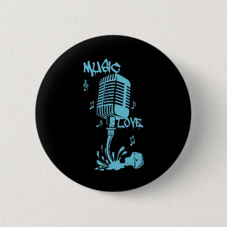 Tinta derramada forma Microfono en Azul 6 Cm Round Badge