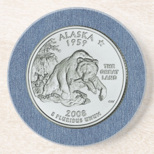 Tinted Alaska State Quarter Design Coaster