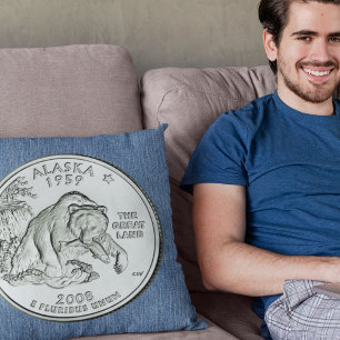 Tinted Alaska State Quarter Design  Cushion