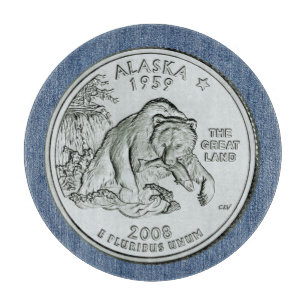 Tinted Alaska State Quarter Design Cutting Board