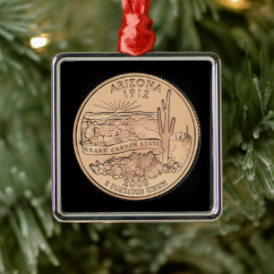 Tinted Arizona State Quarter  Metal Tree Decoration