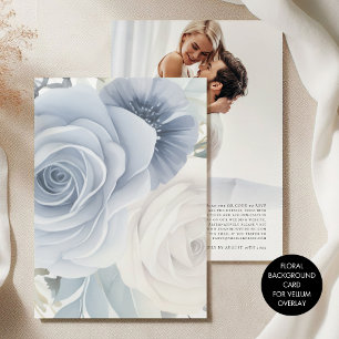 Tinted Blue Florals Background for Vellum Wedding  Invitation