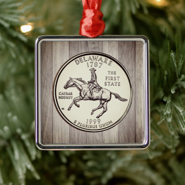 Tinted Delaware State Quarter   Metal Tree Decoration (Tree)