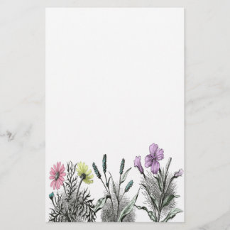 tinted flowers stationery
