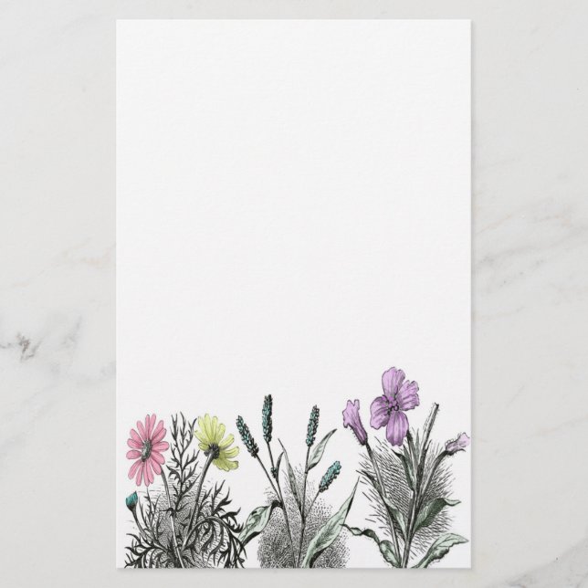 tinted flowers stationery (Front)