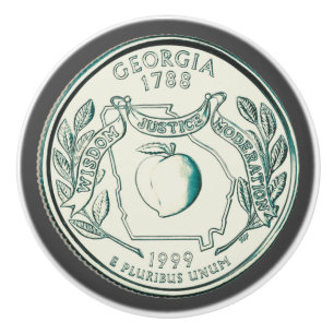Tinted Georgia State Quarter Design  Ceramic Knob