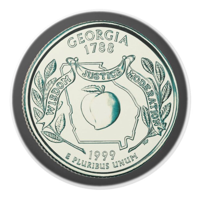 Tinted Georgia State Quarter Design  Ceramic Knob (Front)