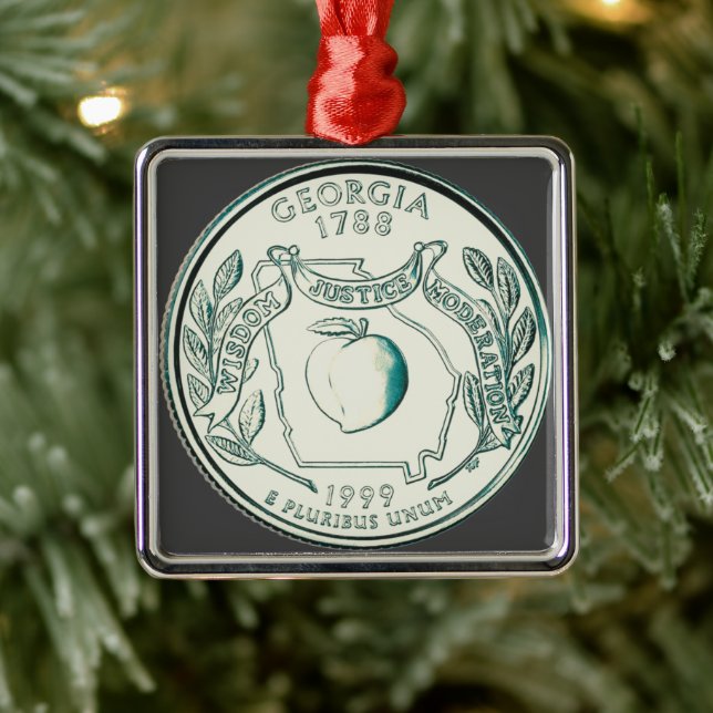 Tinted Georgia State Quarter   Metal Tree Decoration (Tree)