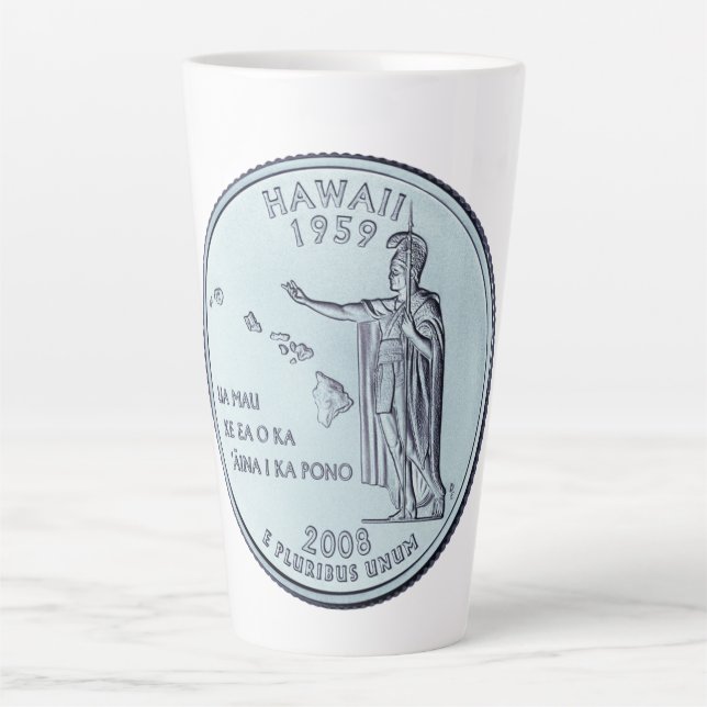 Tinted Hawaii State Quarter Design  Latte Mug (Front)