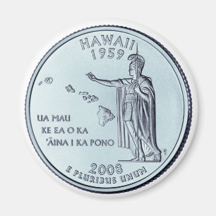 Tinted Hawaii State Quarter Design  Magnet