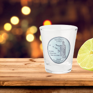Tinted Hawaii State Quarter Design Shot Glass
