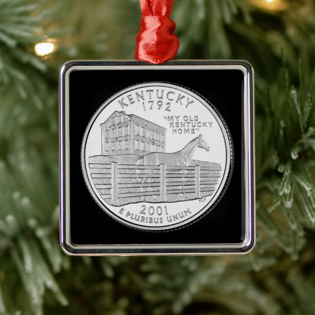 Tinted Kentucky State Quarter  Metal Tree Decoration (Tree)