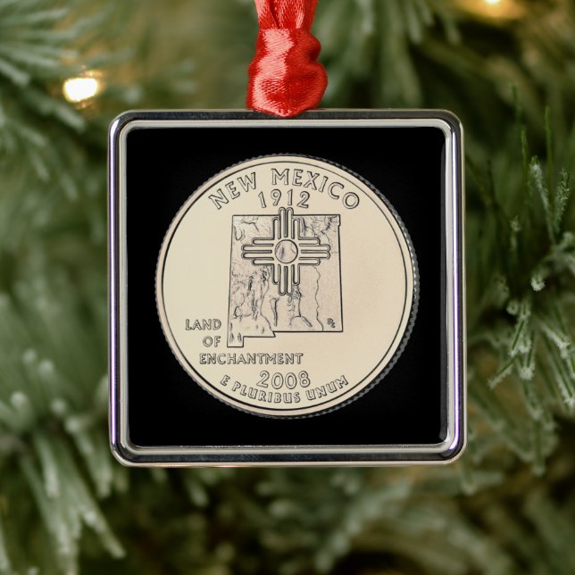 Tinted New Mexico State Quarter   Metal Tree Decoration (Tree)