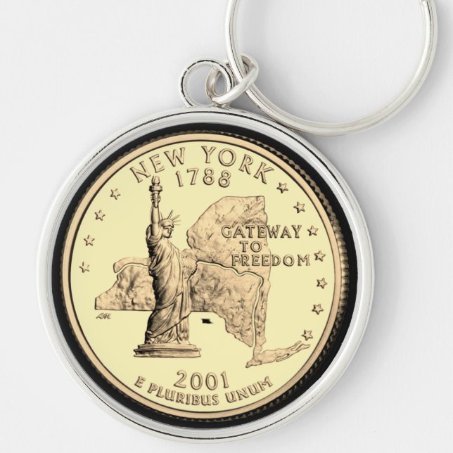Tinted New York State Quarter Design  Key Ring (Front)