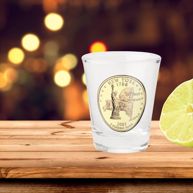 Tinted New York State Quarter Design  Shot Glass (Creator Uploaded)