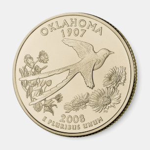 Tinted Oklahoma State Quarter Design Magnet