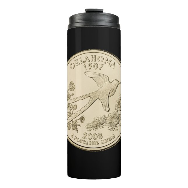 Tinted Oklahoma State Quarter Design  Thermal Tumbler (Front)