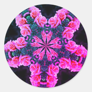 Tinted Peach Rosebuds Abstract Flower Art Classic Round Sticker