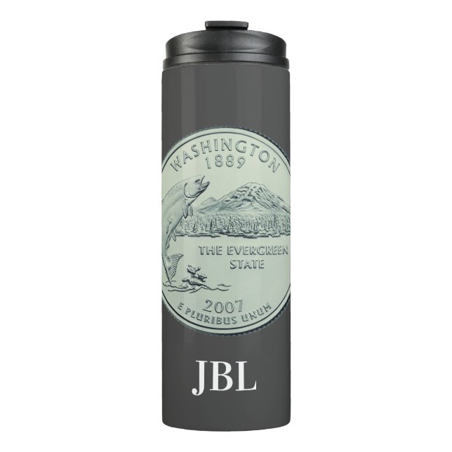 Tinted Washington State Quarter Design Monogram  Thermal Tumbler (Front)