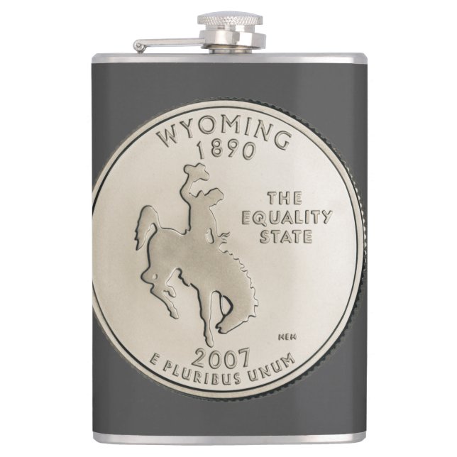 Tinted Wyoming State Quarter Design  Hip Flask (Front)