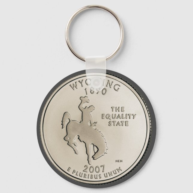 Tinted Wyoming State Quarter Design  Key Ring (Front)