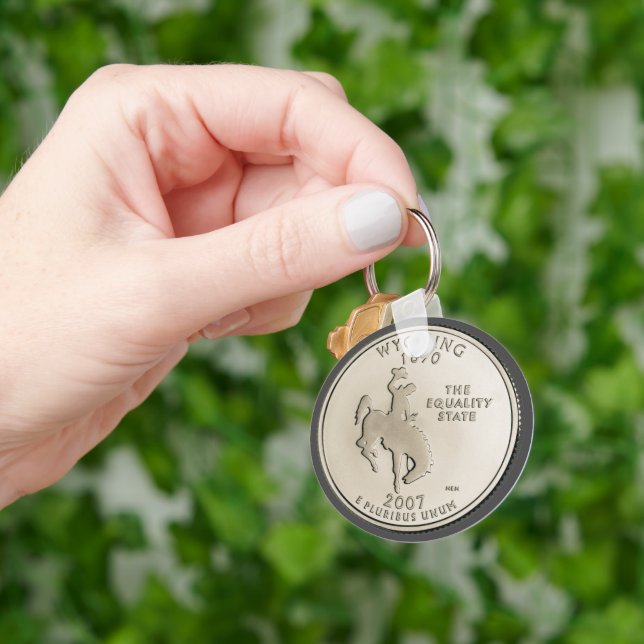 Tinted Wyoming State Quarter Design  Key Ring (Hand)