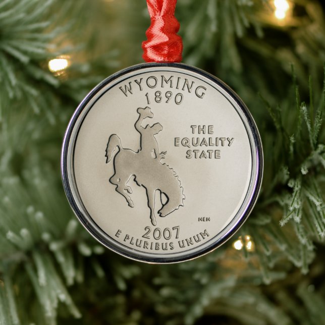 Tinted Wyoming State Quarter   Metal Tree Decoration (Tree)