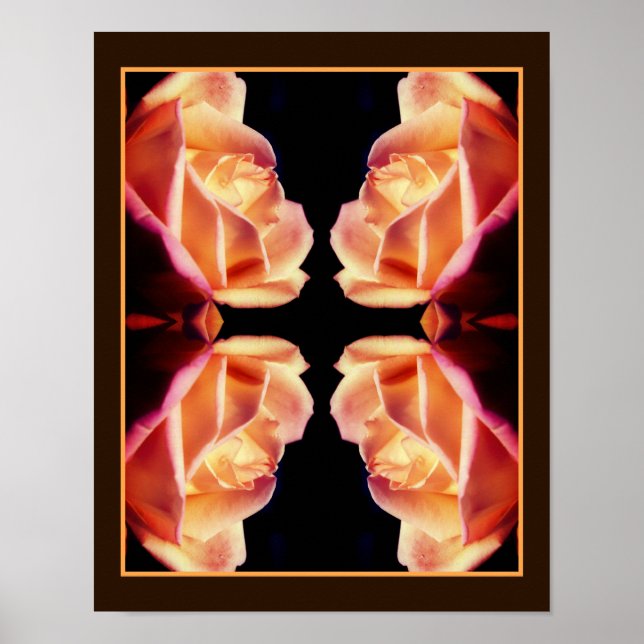 Tinted Yellow Rosebud Flower Abstract Poster (Front)