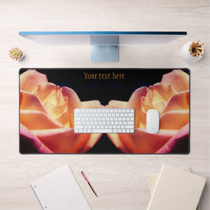 Tinted Yellow Rosebud Flower Personalised Desk Mat