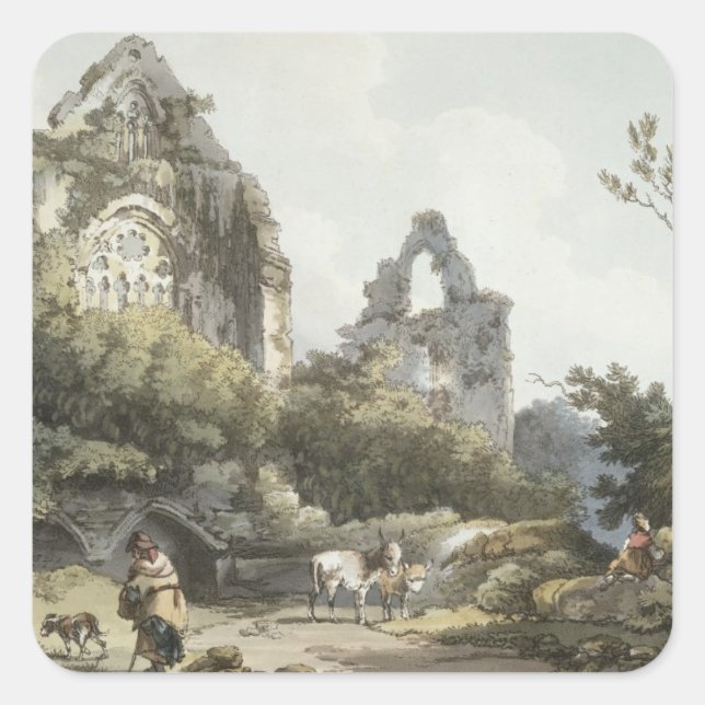 Tintern Abbey, from 'The Romantic and Picturesque Square Sticker (Front)