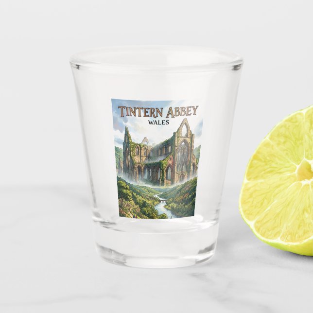 Tintern Abbey Wales Shot Glass (Front)