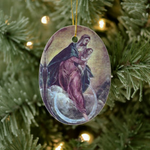 Tintoretto Crescent Moon Madonna Maria Apocalypse Ceramic Tree Decoration