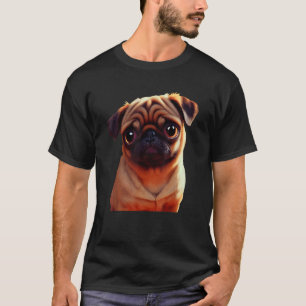 Tiny Adorable Brown Pug Puppy Oil Paint Dog Pet T-Shirt