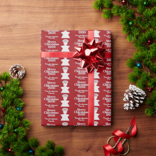 Tiny Angel Pattern Wine Red Sleek Editable Typogra Wrapping Paper