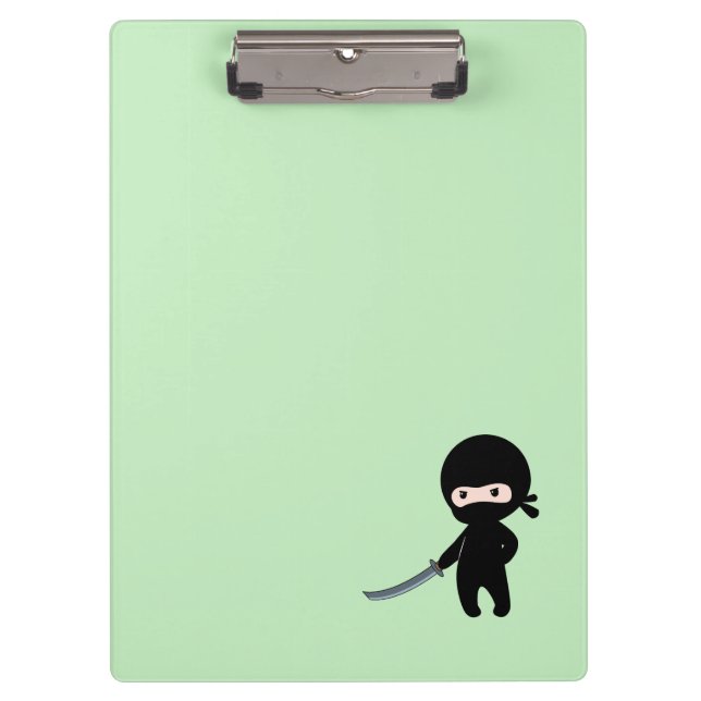 Tiny Angry Ninja on Green Clipboard (Front)