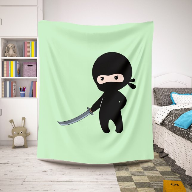 Tiny Angry Ninja on Green Sherpa Blanket (Creator Uploaded)