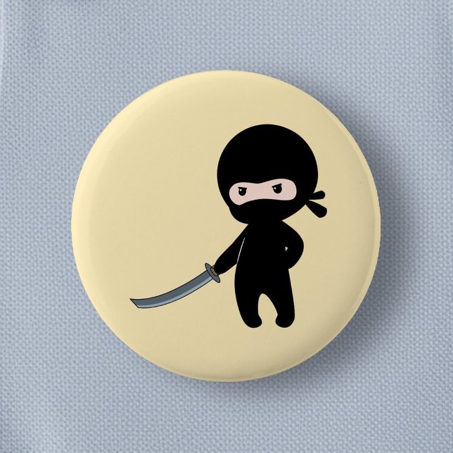 Tiny Angry Ninja on Yellow 6 Cm Round Badge (Creator Uploaded)